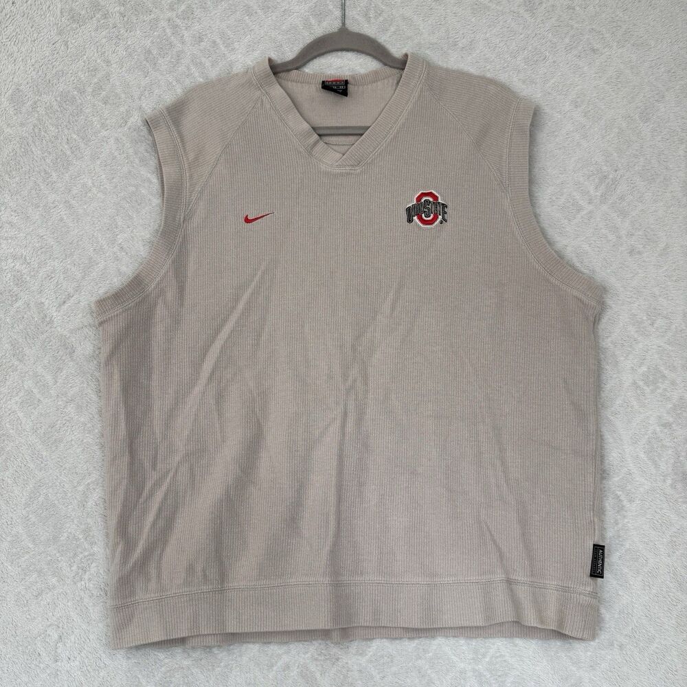 Vtg Nike Ohio State University Sweater Vest Men XL OSU Gray College Football Y2K